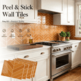 thumbnail image 2 of DEWOO 10 Sheets Herringbone Peel and Stick Backsplash, Thicker Rectangular Vinyl Stick-On Wall Tiles, 3D Adhesive Waterproof Wall Tiles for Kitchen, Bathroom, Living Room(Orange,12.6”x10”), 2 of 12