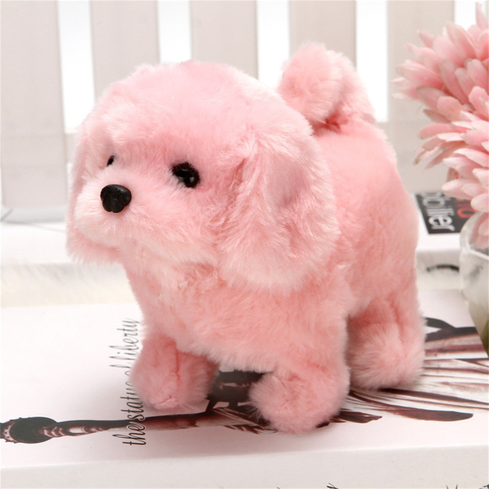 Pisexur Simulation Plush Toys Electric Puppy Pet Toy Dog Can Walk And Call Toy Dog Children s Gift Christmas Gifts For Kids Pink 5.91x3.94x2.36