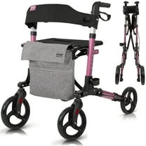Vive Sunstride Rollator for Seniors - Foldable Walker with Seat, Durable Aluminum Frame, 8-inch All-Terrain Wheels