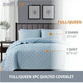 thumbnail image 2 of Swift Home 3PC Reversible Diamond Stitch Soft Quilt & Sham Set, Light Blue, Full/Queen, 2 of 6