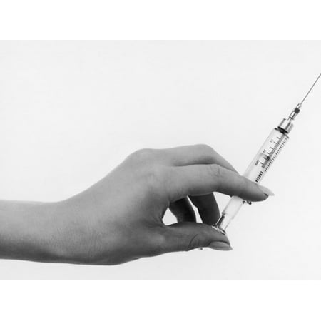 A Nurse Holds Up a Syringe, Ready to Perform an Injection on Her Patient - Ouch! Print Wall