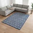 thumbnail image 2 of HomeRoots 676283 9 x 12 ft. Navy Blue & Ivory Geometric Transitional Washable Machine Made Rectangle Area Rug with UV Protection, 2 of 9