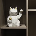 thumbnail image 4 of Adornos Gato La Suerte Geométricos Mate Europeos Del Sala Estar Escritorio Artesanías Resina (blanco) (blanco Mate), 4 of 9