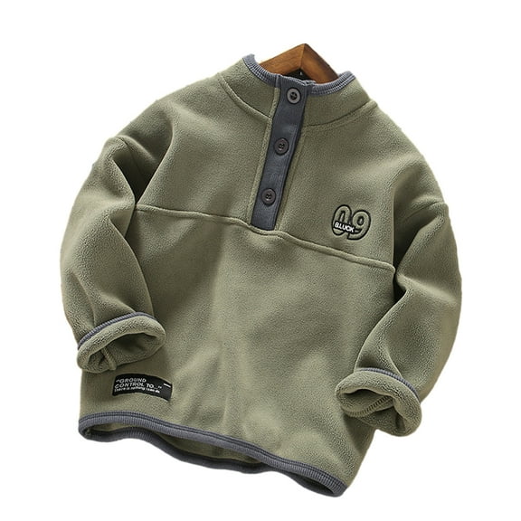 Chenyin 2-12 Years Double-Sided Fleece Sweatshirt for Boys Fall Winter Kids Thickened Sweatsuit Baby Warm Tops Bottoming Shirt Jackets for Boys