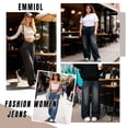 thumbnail image 5 of EMMIOL Women's Y2K Barrel Baggy Jeans Stretch High Waist Wide Leg Jeans Vintage Boyfriend Denim Pants, 5 of 7