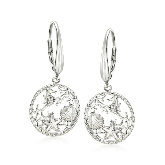 Ross-Simons Sterling Silver Sea Life Drop Earrings, Women's, Adult