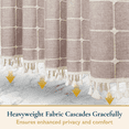thumbnail image 6 of ComfiTime Tassel Shower Curtain Set with Hooks – 330 GSM Heavy-Duty Fabric Cloth, Boho Farmhouse Bathroom Curtain, Embroidered Hotel Luxury Linen, Water-Repellent, Machine-Washable, 72” x 72”, Taupe, 6 of 13