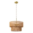 thumbnail image 4 of EDISHINE 4-Light 17.7" Hand-Woven Paper Rope Drum Chandelier, Adjustable 45.3" Chain, Double-Layer Woven Shade, Modern Farmhouse Pendant Light for Dining Room Living Room Bedroom, E26 Base, 4 of 7