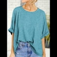 thumbnail image 4 of Camiseta Holgada Informal de Verano de Corta para Mujer. Azul y Verde S, 4 of 8