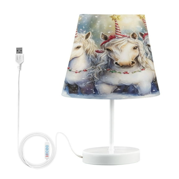 BZSMCE Table Lamp Creative Christmas White Unicorns Simple Pattern Night Light