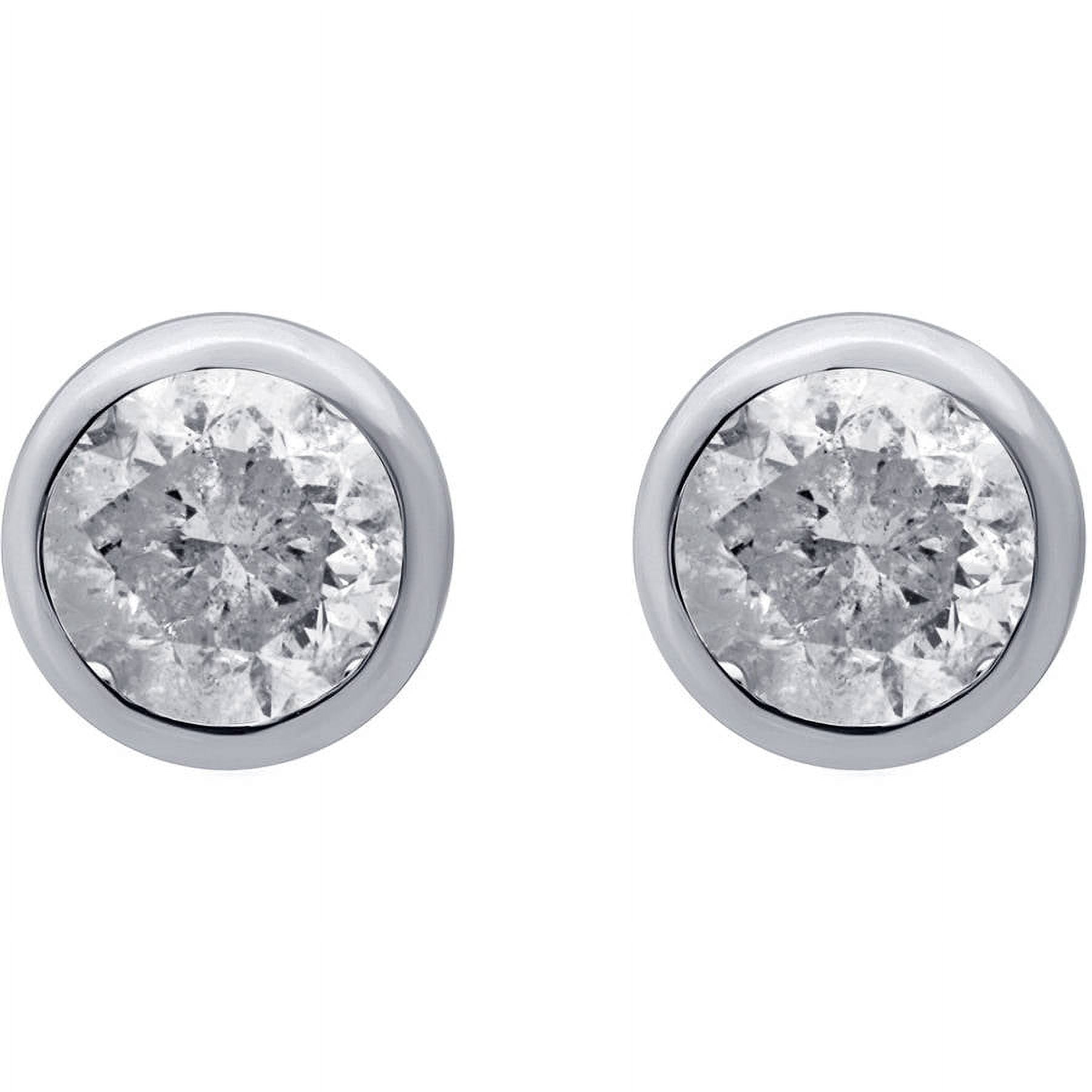 1-1/2 Carat T.W. Round Diamond 14kt White Gold Bezel Stud Earrings, IGL Certified, Comes in a Box