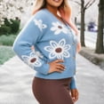 thumbnail image 6 of Enjoytime Womens Cardigan Floral Print V Neck Long Sleeve Button Down Knit Sweaters Tops Cozy Soft Loose Casual Cardigans, 6 of 8