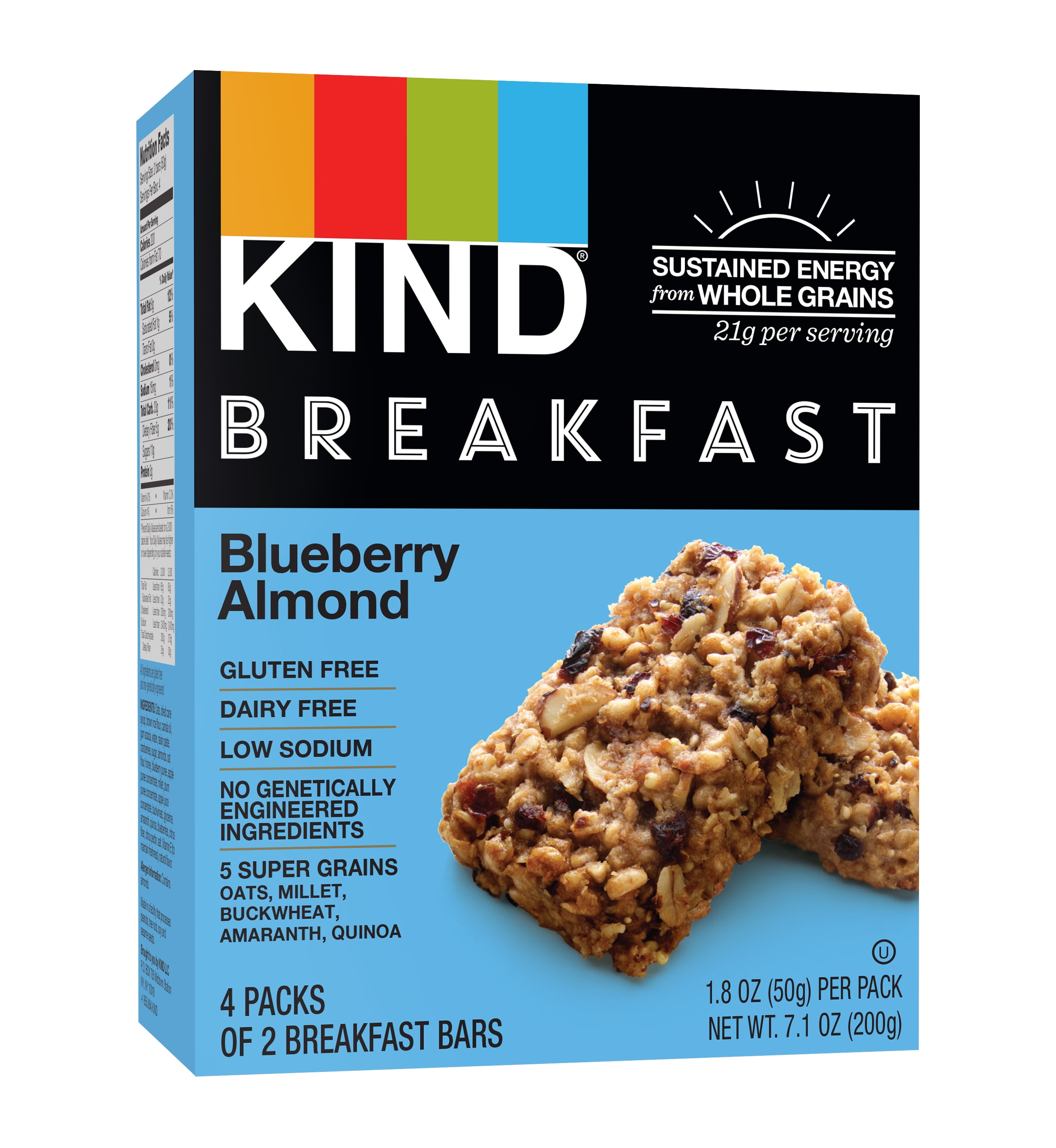 KIND Breakfast Bars, Blueberry Almond, Gluten Free, 1.8 oz, 4 Snack