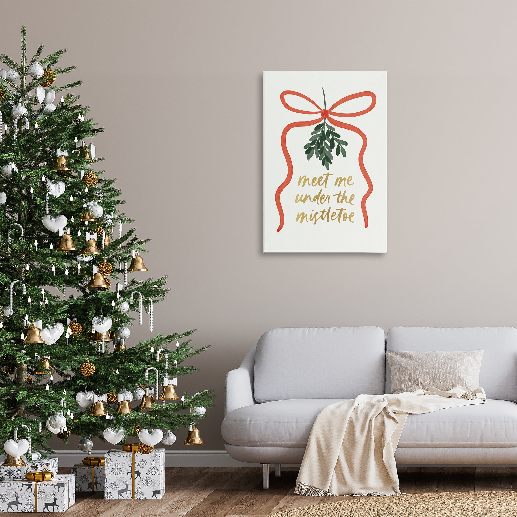 Stupell Industries Under Mistletoe Christmas Holiday Painting Gallery Wrapped Canvas Art Prints Wall Art, 24 x 36