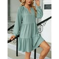 thumbnail image 2 of xiaxaixu Robes de Maternité pour Femmes Couleur Unie Robe à Manches Longues Col en V Robe Mini Ample Automne Hiver Décontractée Robe de Grossesse, 2 of 9
