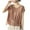 Coffee, variant on Women's Linen Tops Pleated Crew Neck Short Sleeve Shirts Casual Loose Lightweight Blouses Solid Color Clothes (XL, Yellow)