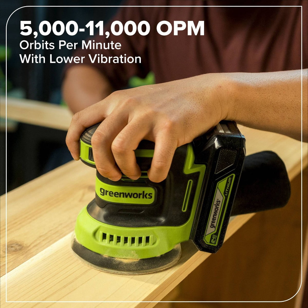 24V Cordless 5in Orbital Sander with 2Ah Battery and Charger