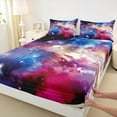 thumbnail image 3 of Manfei Corlorful Starry Sky Bed Sheets Full, Mystic Galaxy Full Sheet Sets, Bling Stars Print Bedding Sets Full Size, Lightweight Bedroom Decor, 4pcs, 3 of 7