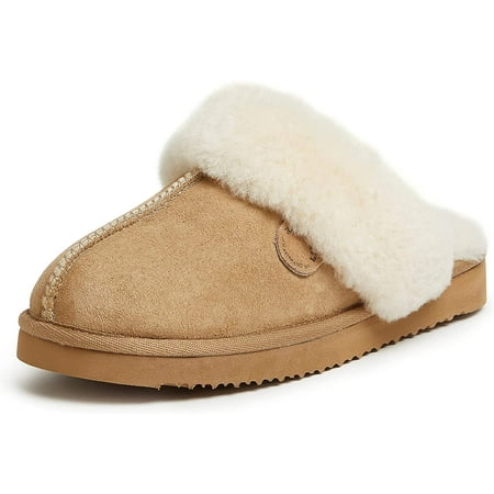 

Women s Shearling Fur Indoor/Outdoor Scuff Slipper with Wide Widths