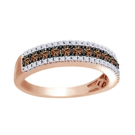 Brown & White Natural Diamond Fashion Ring In 10k Rose Gold (0.5 Cttw)
