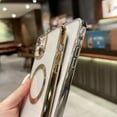 thumbnail image 3 of Compatible with iPhone 14 Plus Magnetic Clear Case,Luxury Plating Bling Transparent Shockproof MagSafe Case with Full Camera Lens Protector for iPhone 14 Plus Women Girl Men-Elegant Silver, 3 of 13