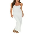 thumbnail image 1 of Women‘s Spaghetti Straps Slim Fit Tank Dress Summer Ribbed Sleeveless Bodycon Long Cami Dress, 1 of 7