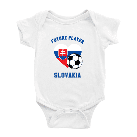 

Future Soccer Player Slovakia Soccer Fan Baby Rompers Bodysuit (White 6-12 Months)