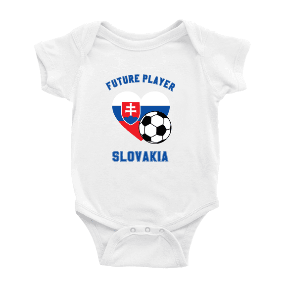 Future Soccer Player Slovakia Soccer Fan Baby Rompers Bodysuit (White, 6-12 Months)