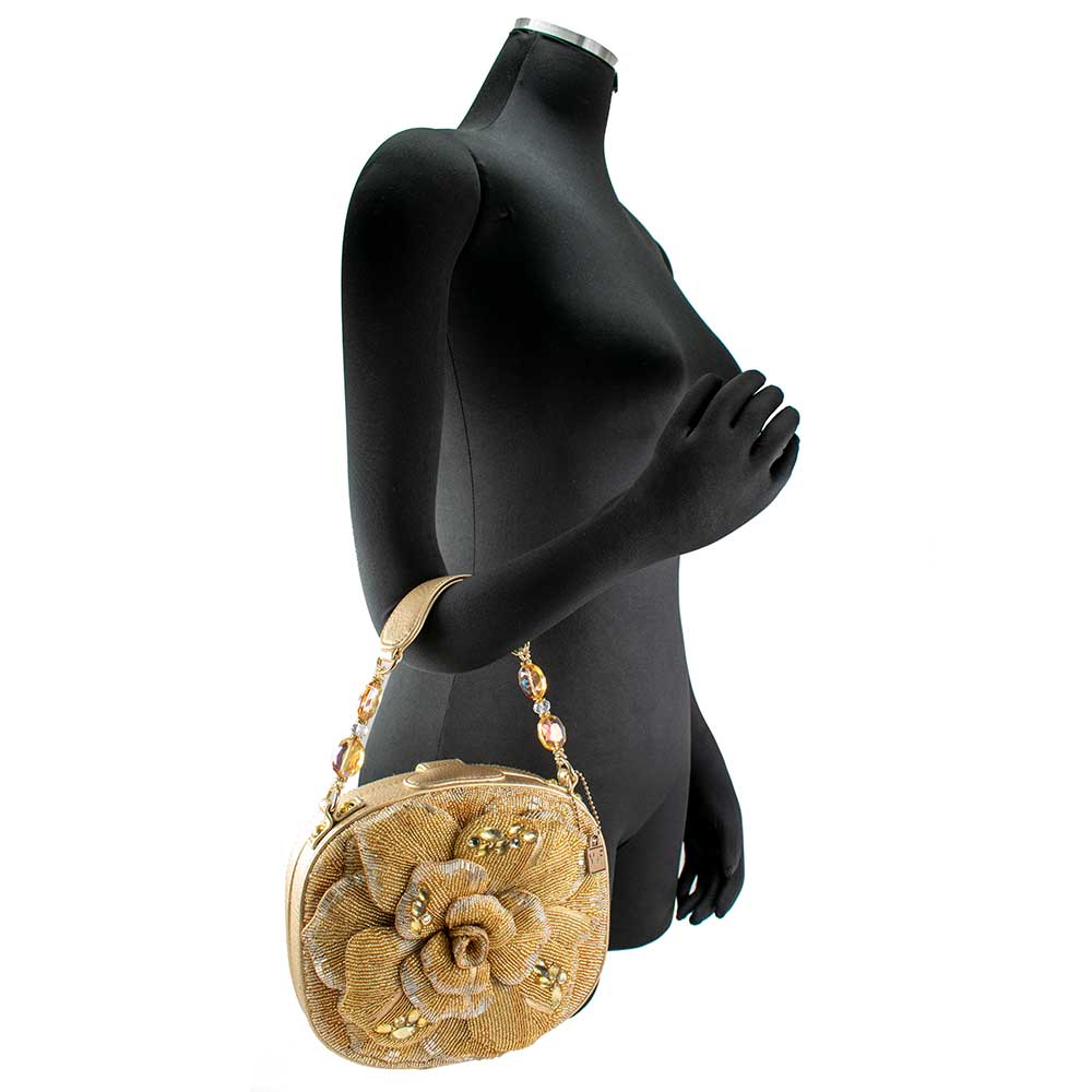 Mary Frances Handmade Golden Rose Top Handle Bag with Beaded  display picture 1