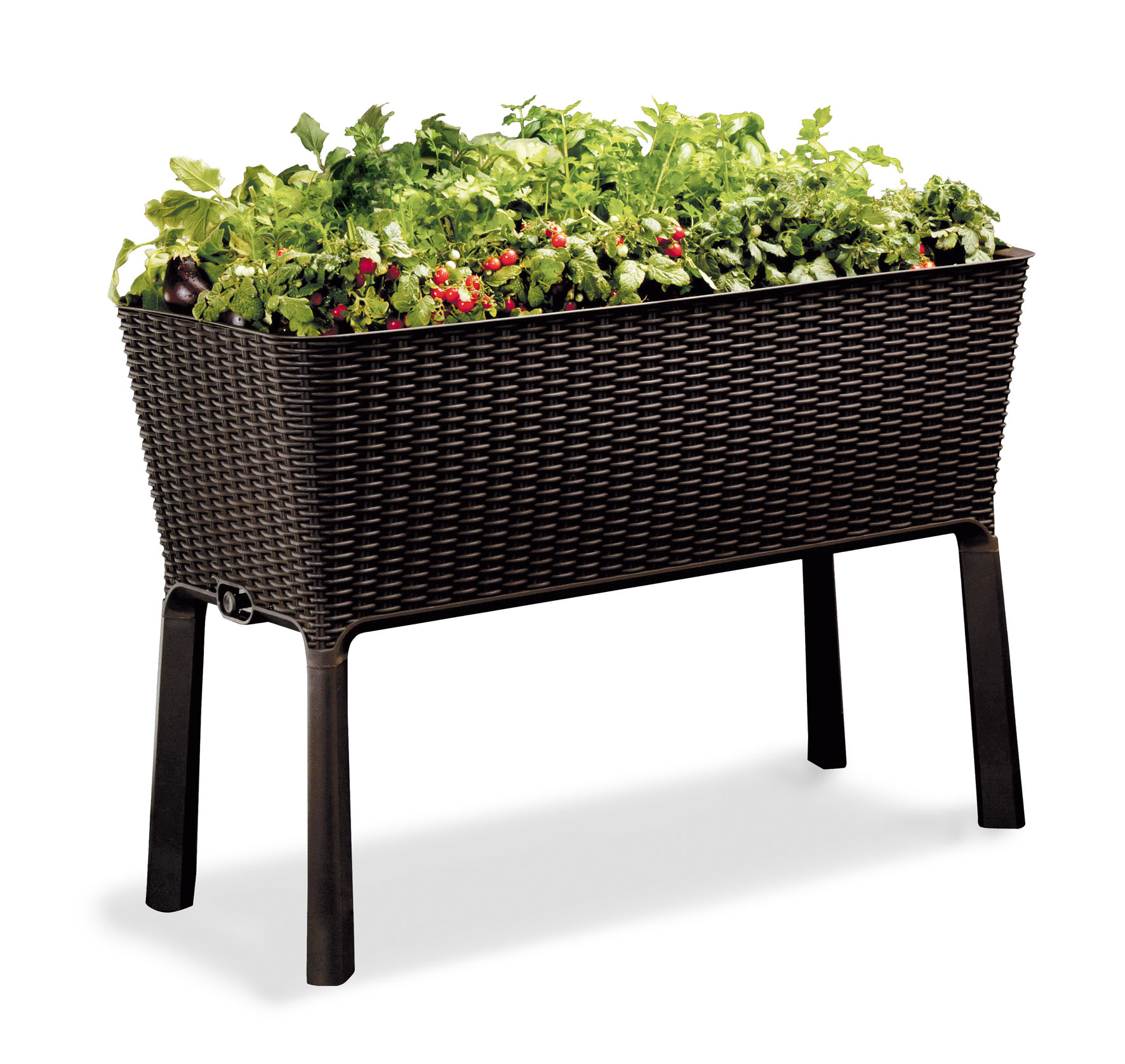 Keter Resin Elevated Garden, All Weather, Self-Watering Plastic Planter, Brown Rattan - image 2 of 18