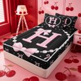 thumbnail image 2 of meiyoeat Chic Pearl Necklace Print Zipper Full Size Comforter Sets with Fitted Sheet and 2 Pillowcases For Kids,Pink Coquette Bowknot Initial Letter H Zipper Bedding Set,Pink Reversible,4 Pieces, 2 of 7