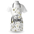 thumbnail image 3 of Christmas Apron Merry Christmas Stylized Lettering on Abstract Modern Snowflake Dot Pattern, Unisex Kitchen Bib Apron with Adjustable Neck for Cooking Baking Gardening, Gold Taupe Black, by Ambesonne, 3 of 3