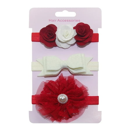 

3Pcs Kids Elastic Floral Headband Hair Girls baby Bowknot Hairband Set