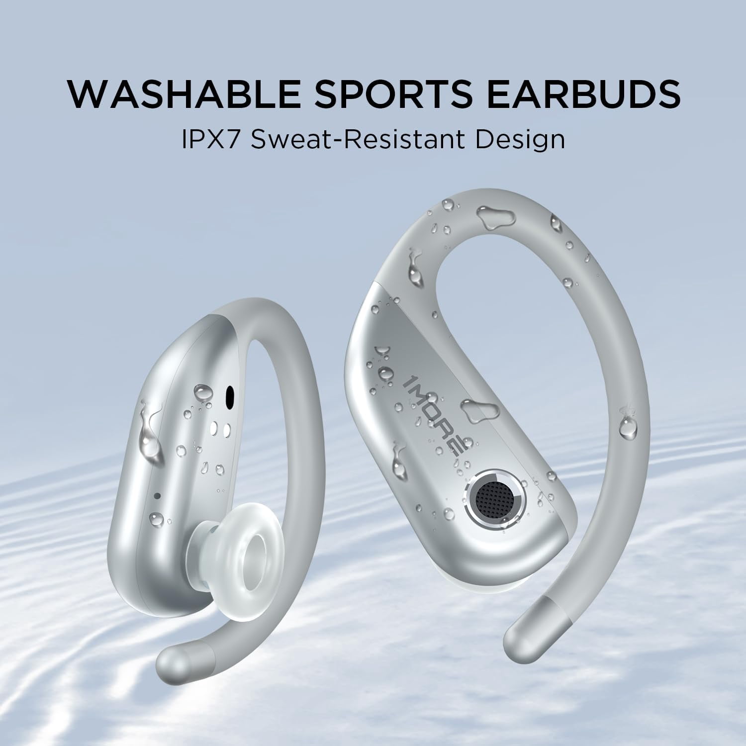 1MORE Fit S50 Open-Ear Wireless Earbuds with Charging Case, 38H Playtime, Silver