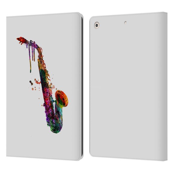 Head Case Designs Officially Licensed Mark Ashkenazi Music Saxophone Leather Book Wallet Case Cover Compatible with Apple iPad 10.2 2019/2020/2021