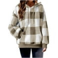 thumbnail image 2 of Neewe Women's Plaid Sherpa Pullover Winter Jacket Women Long Sleeve Sweatshirt Cozy Hoodies S-XXL, 2 of 7