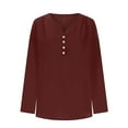thumbnail image 7 of hotojiny Spring Tops for Women Lightweight Rolled Long Sleeve Henley Shirts Casual Summer V Neck Button Blouses Work Outfits, 7 of 7