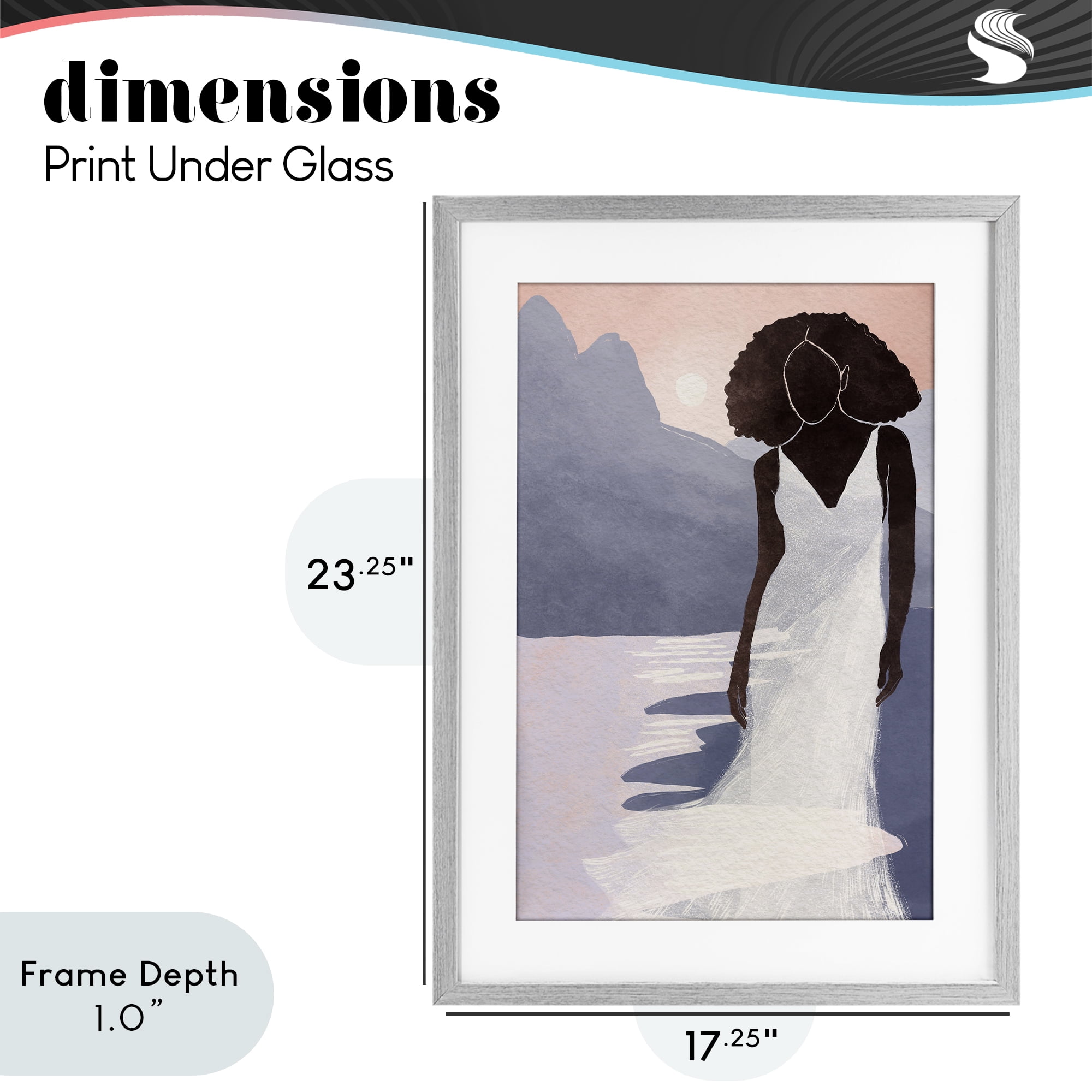 Stupell Industries White Gown Silhouette at Sunset Gray Framed Print Under Glass, design by Yuyu Pont