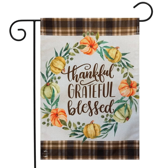 Briarwood Lane Pumpkin Wreath Burlap Fall Garden Flag