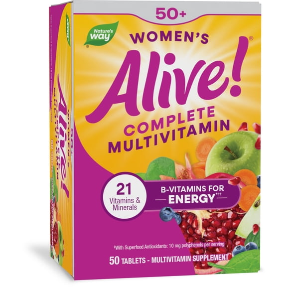 Nature's Way Alive! Women's 50 Complete Daily Multivitamin Tablets, B-Vitamins, 50 Count
