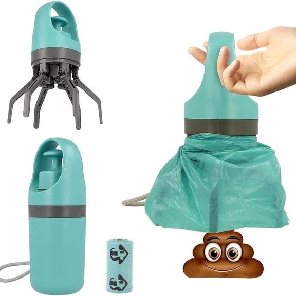 Dog Pooper Scooper, Portable No Touch Poop Scooper for Small Medium Large Dogs, Dog Waste Pick-up Cleaner with Bag Attachment and Leak-Proof Waste Storage Container