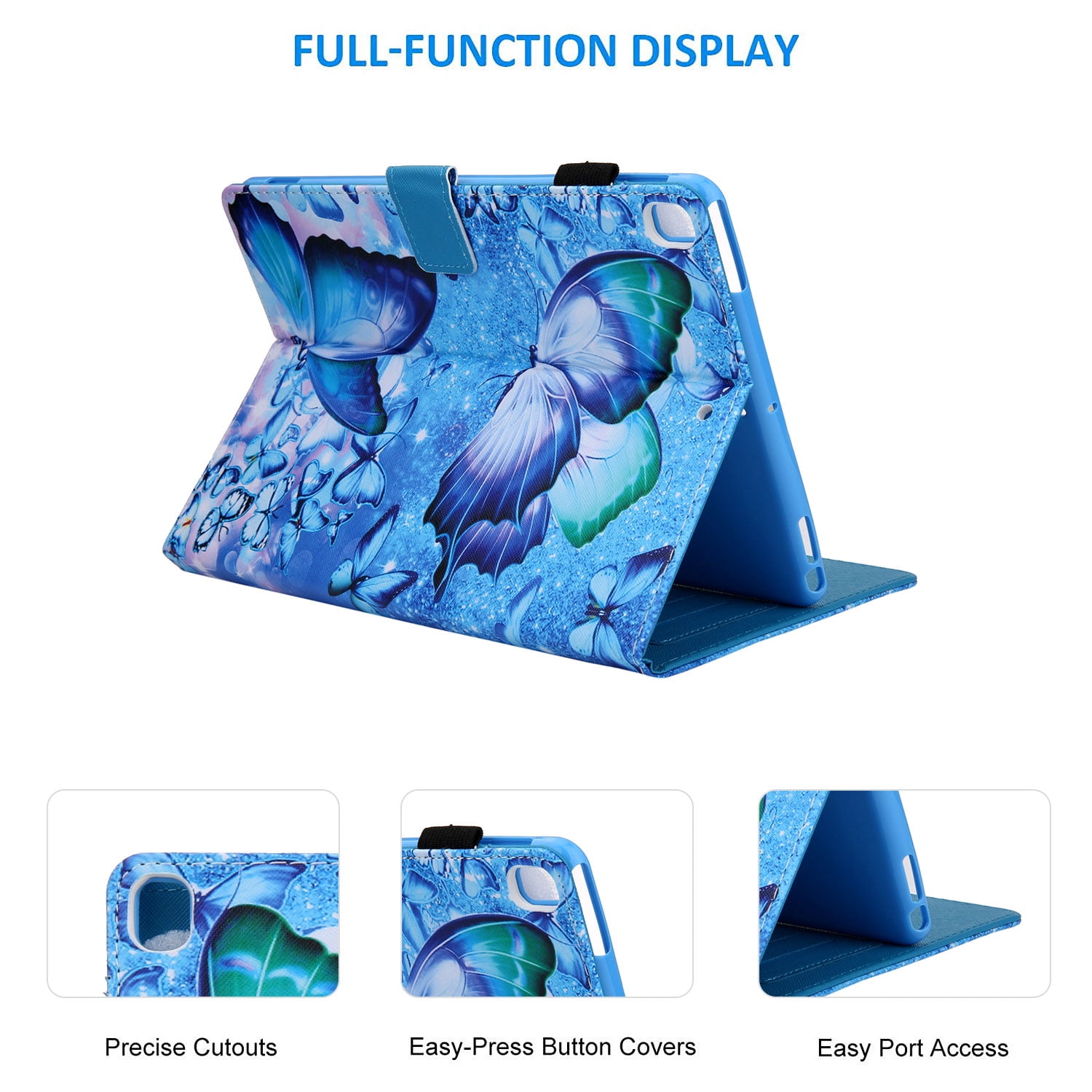 iPad 9.7 6th 5th Case, iPad 9.7 Case with Pencil Holder, Allytech PU Leather Slim Shockproof Auto Sleep Wake Kickstand TPU Back Cover Casef for Apple iPad 9.7 2018/2017, iPad Air 1 2,Butterfly
