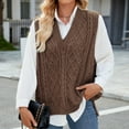 thumbnail image 7 of Aueoeo Fashion Sweater Vests for Women V Neck Sleeveless Knit Solid Color Casual Textured Ribbed Preppy Pullover Tops, 7 of 7