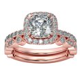 thumbnail image 1 of HEVIRGO 2Pcs/Set Women Emerald Cut Cubic Zirconia Stacking Finger Ring Wedding Jewelry,Rose Gold US 9, 1 of 9