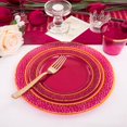 thumbnail image 2 of Ciaell 150 Pcs Assiettes en Plastique Transparentes Rouges - Ensemble d'Assiettes Jetables Rouges et Dorées Comprenant 50 Assiettes, 25 Fourchettes, 25 Couteaux, 25 Cuillères, 25 Tasses pour Mariage & Fête & Noël, 2 of 8
