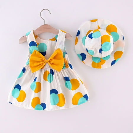 

Hunpta Baby Princess Outfits Print Kids Toddler Dot Dress Polka Sleeveless Hat Girls Girls Dress&Skirt