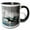 Black/White, variant on 3drose, an Airplane in Flight with Blue and Turquoise Tones Layered and Posturized, 11oz Two-tone Blue Mug