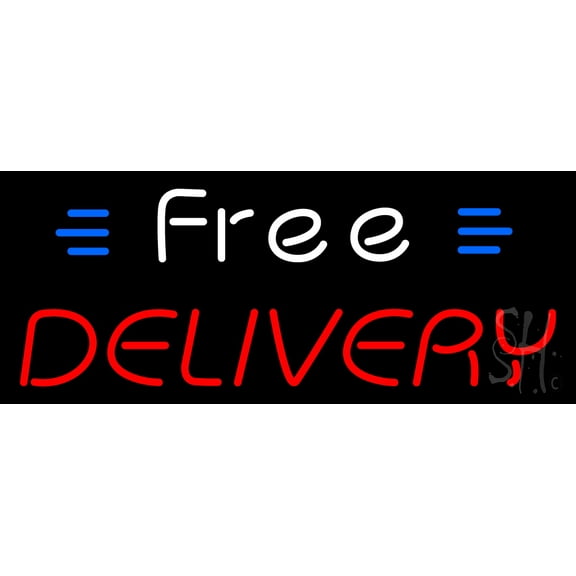 White Free Delivery LED Neon Sign 13 x 32 - inches, Clear Edge Cut Acrylic Backing, with Dimmer - Bright and Premium built indoor LED Neon Sign for Bar decor.