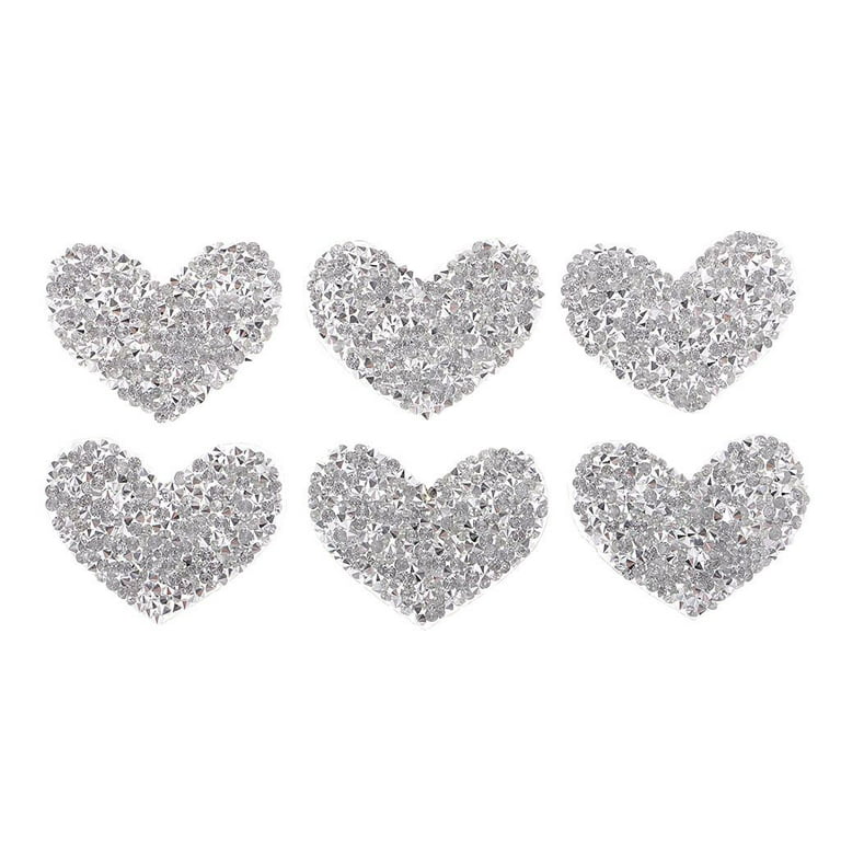 20 Pieces Heart Patches Iron On Heart Appliques Adhesive Rhinestone Glitter  Heart Patches Bling Rhinestone Appliques for Clothing Shoes Bags Hats