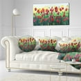 thumbnail image 3 of Designart Wild Red Poppies Field Panorama - Modern Landscape Printed Throw Pillow - 12x20, 3 of 5